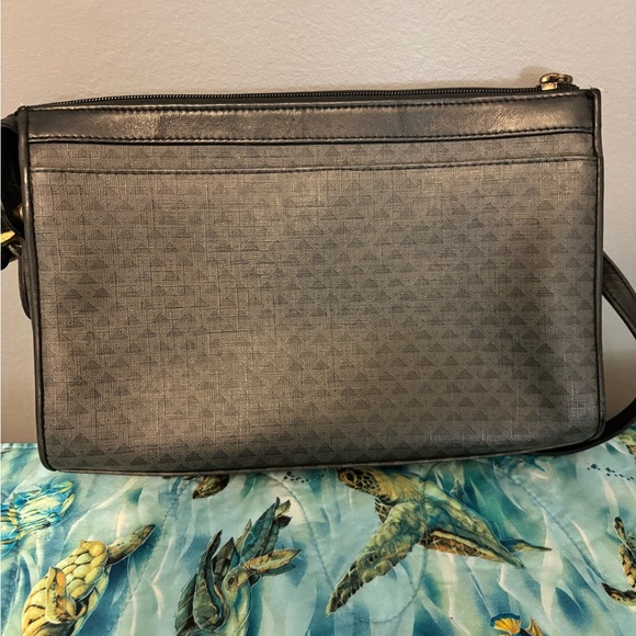 LIZ CLAIBORNE Black Gray Leather Crossbody Bag Vintage - Picture 4 of 8